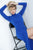 Jovani - 1706 High Neck Long Sleeve Fitted High Slit Evening Dress In Blue