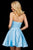 Sherri Hill - 53068 Short Beaded Strapless Satin A-line Dress In Blue