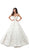 Tarik Ediz - 50404 V-neck Jacquard Pleated Ballgown In White