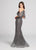 Ellie Wilde - EW21852 Draped Chiffon Off Shoulder Bejeweled Gown In Gray