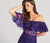 Ellie Wilde - EW118110 Off Shoulder Illusion Corset Trumpet Gown In Purple