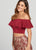 Ellie Wilde - EW118127 Flounced Off-Shoulder Embroidered Tulle Gown In Red and Gold