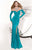 Tarik Ediz - Illusion Neckline Long Gown 92377 in Blue
