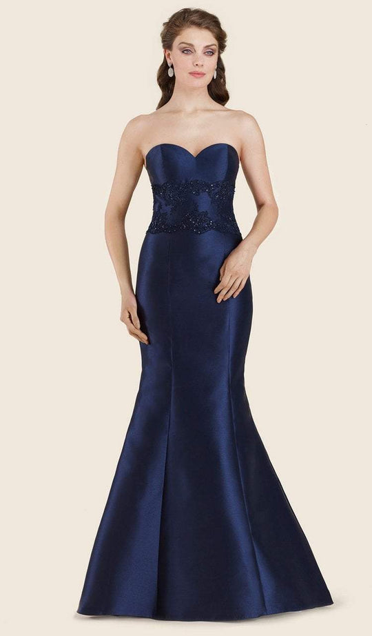 Rina di Montella - RD2625L-1 Strapless Mikado Mermaid Gown With Bolero In Blue