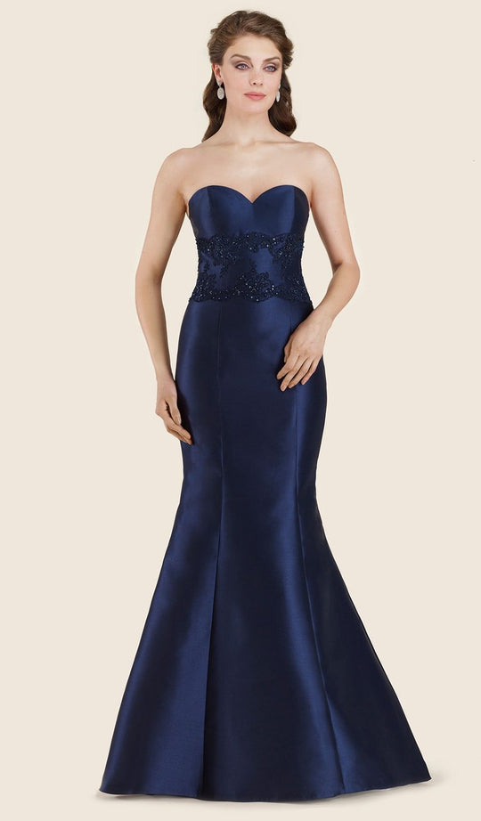 Rina Di Montella - RD2625L Strapless Mikado Mermaid Gown with Bolero in Blue