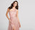 Ellie Wilde - EW21853 Beaded Asymmetrical Neck High Slit Gown In Pink