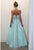 Terani Couture - 1711P2866 Trailing Ornament A-Line Gown in Silver and Blue