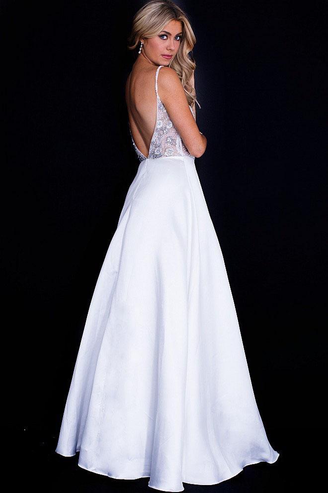 JVN51328 V-Neck Beaded Chiffon Ballgown