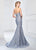 Montage by Mon Cheri - 218912 Brocade Straight Neck Mermaid Dress in Blue
