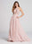 Ellie Wilde - EW21832 Beaded Lace Halter Chiffon A-line Dress in Pink