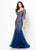 Montage by Mon Cheri - 219990W Embroidered Tulle Trumpet Dress In Blue and Gray
