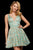 Sherri Hill - 52965 Ruched Plunging V-Neck Short Dress In Blue and Gold