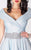 MNM COUTURE - P10158 Shimmer Off Shoulder Rhinestone Belt A-Line Gown In Blue