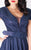 MNM COUTURE - P10161 Pleated Shawl Collar Glitter Long Gown In Blue