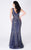 MNM COUTURE - P10171 Rhinestone Studded Illusion Side Long Gown In Blue and Silver