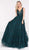 Colors Dress - 2019 Plunging Sleeveless Lace Ballgown in Green