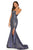 Sherri Hill - 52954 Long Strapless Fitted Mermaid Dress In Blue and Silver