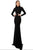 Jovani - 1459 Embellished Long Sleeve Trumpet Dress With Train In Black