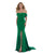 Morrell Maxie - 16014 Off-Shoulder Satin Charmeuse Trumpet Dress in Green