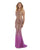 Morrell Maxie - 16086 Fully Sequined Halter Mermaid Dress in Gold and Pink