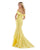 Morrell Maxie - 16077 Off-Shoulder Mikado Mermaid Dress With Train Yellow