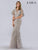 Lara Dresses - 29756 Cape Sleeves Illusion Neckline Beaded Ornate Gown In Silver
