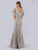 Lara Dresses - 29756 Cape Sleeves Illusion Neckline Beaded Ornate Gown In Silver