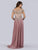 Lara Dresses - 29749 Beaded  Illusion Neckline and Sleeves A-Line Gown In Pink and Neutral