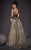 MNM COUTURE - 2446 Plunging V-Neck Leopard Print Peplum Gown