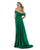 Morrell Maxie - 16014 Off-Shoulder Satin Charmeuse Trumpet Dress in Green
