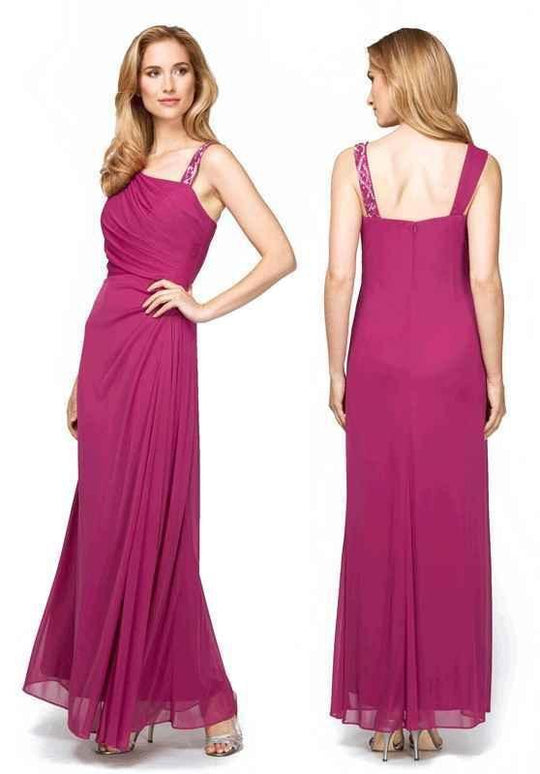Alex Evenings - 132755 Asymmetrical Side Draped Evening Dress in Pink