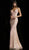 Jovani - Lace Appliqued V-Neck Gown 59056 In Pink