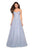 La Femme - 27608 Rhinestone Embellished V-Neck Gown In Blue