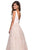 La Femme - 27325 Floral Sequined Lace Deep V-neck A-line Dress In Pink