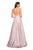 La Femme Gigi - 27823 Deep V-neck Mikado A-line Dress In Pink
