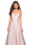 La Femme Gigi - 27823 Deep V-neck Mikado A-line Dress In Pink