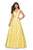 La Femme - 26768 Plunging Illusion Neckline Mikado A-line Gown In Yellow