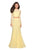 La Femme - 27601 Two-Piece Allover Lace Long Sleeve Evening Gown In Yellow