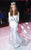 Panoply - Crystal Beaded Trimmed 3/4 Sleeves Mikado Mermaid Gown Ensemble 44284 In White and Green