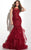 Panoply - Stylish Bateau Illusion Mermaid Evening Gown 14803 In Red