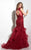 Panoply - Stylish Bateau Illusion Mermaid Evening Gown 14803 In Red