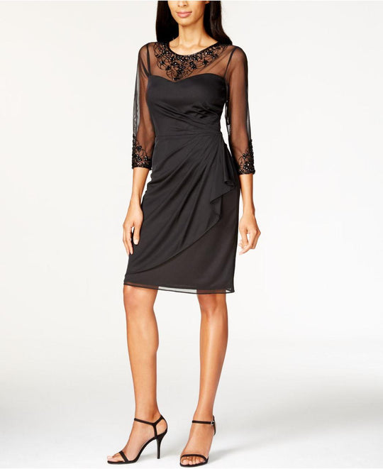 Patra - Jewel Neck Sheath Dress 13899 in Black
