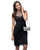 Patra - Bejeweled Illusion Neck Dress P1557 in Black