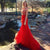 Alyce Paris - Ornate Bateau Illusion Tulle Long Evening Gown with Flourish Beadwork and Chapel Train 2446 In Red