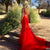 Alyce Paris - Ornate Bateau Illusion Tulle Long Evening Gown with Flourish Beadwork and Chapel Train 2446 In Red