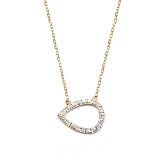 Rachael Ryen -  14k Gold Vintage Inspired Diamond Teardrop Necklace
