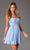 Alyce Paris  - 3632 Crystal Embellished Strapless Ruched Short Dress in Blue