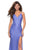 La Femme - 27614 Lace V-Neck Strappy Gown with Slit In Blue