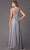 Glow by Colors - G330 Bejeweled Bateau Cap sleeve Evening Dress in Gray