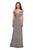 La Femme - 26523 Wide V Neck Fold over Sleeves Long Gown